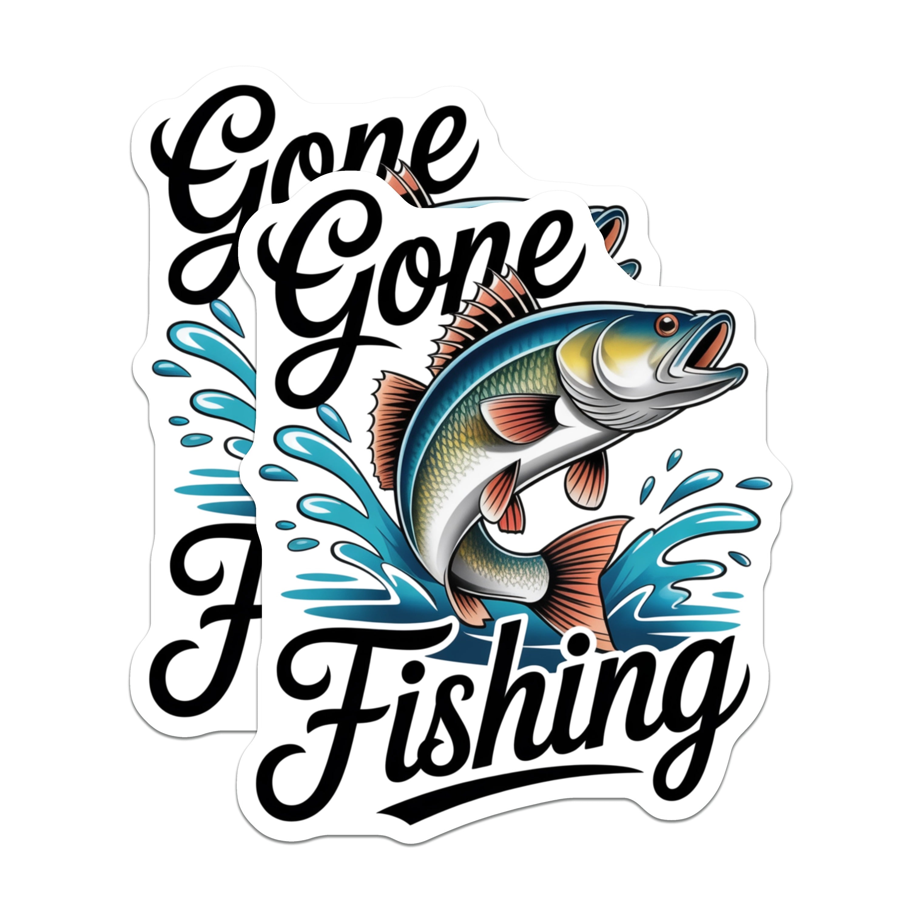 (2 Pack) Gone Fishing Magnets - Fishing Enthusiast - Angler Humor - Dad Fisherman Decor - Lake House Cabin Fridge - 5 Inches On Longest Side - Thick Durable Magnet - Made in USA - MAG39624