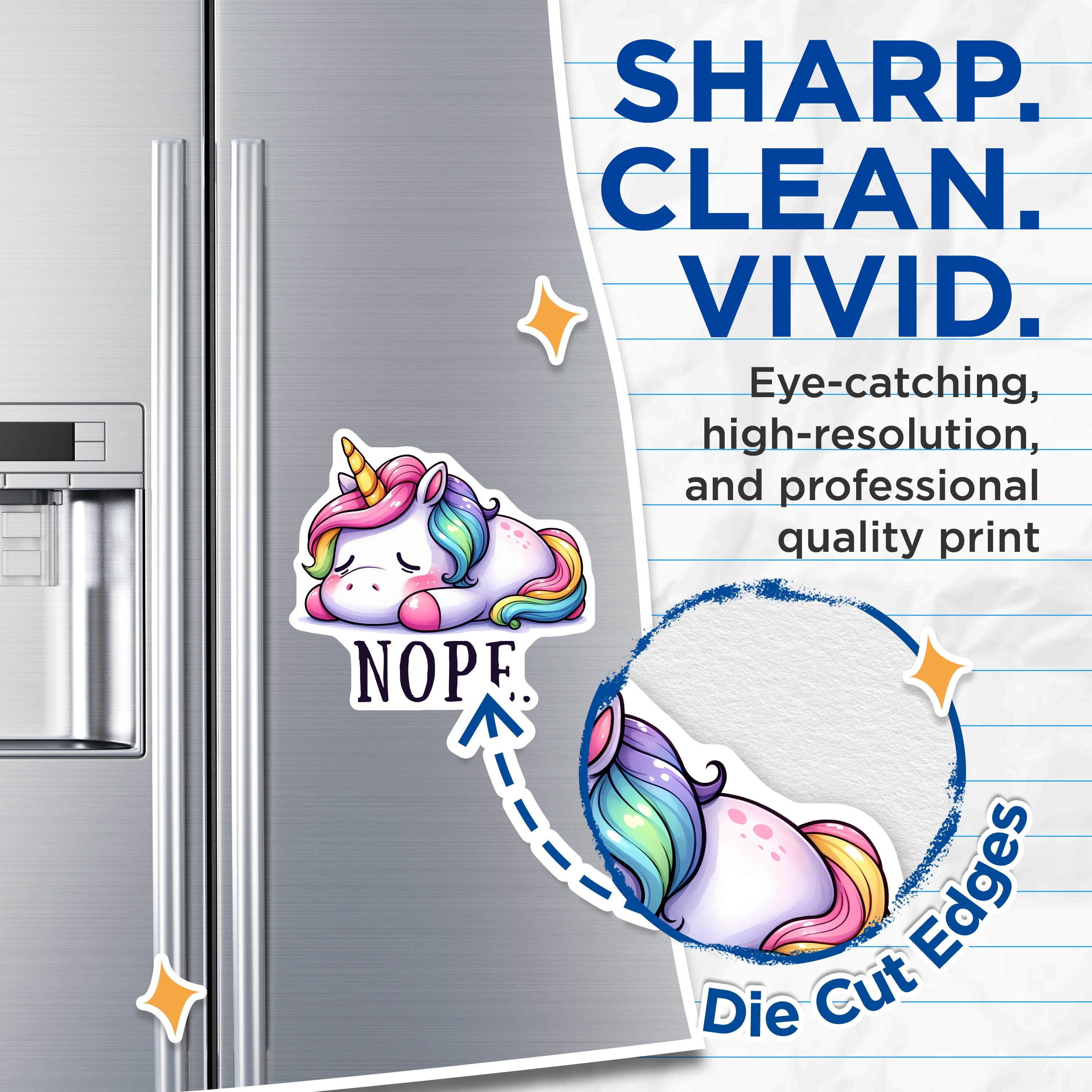 (2 Pack) Nope Unicorn Magnets - Relatable Mood Decor - Sarcastic Quote Gift for Fridge Locker - 5 Inches On Longest Side - Thick Durable Magnet - Made in USA - MAG39730