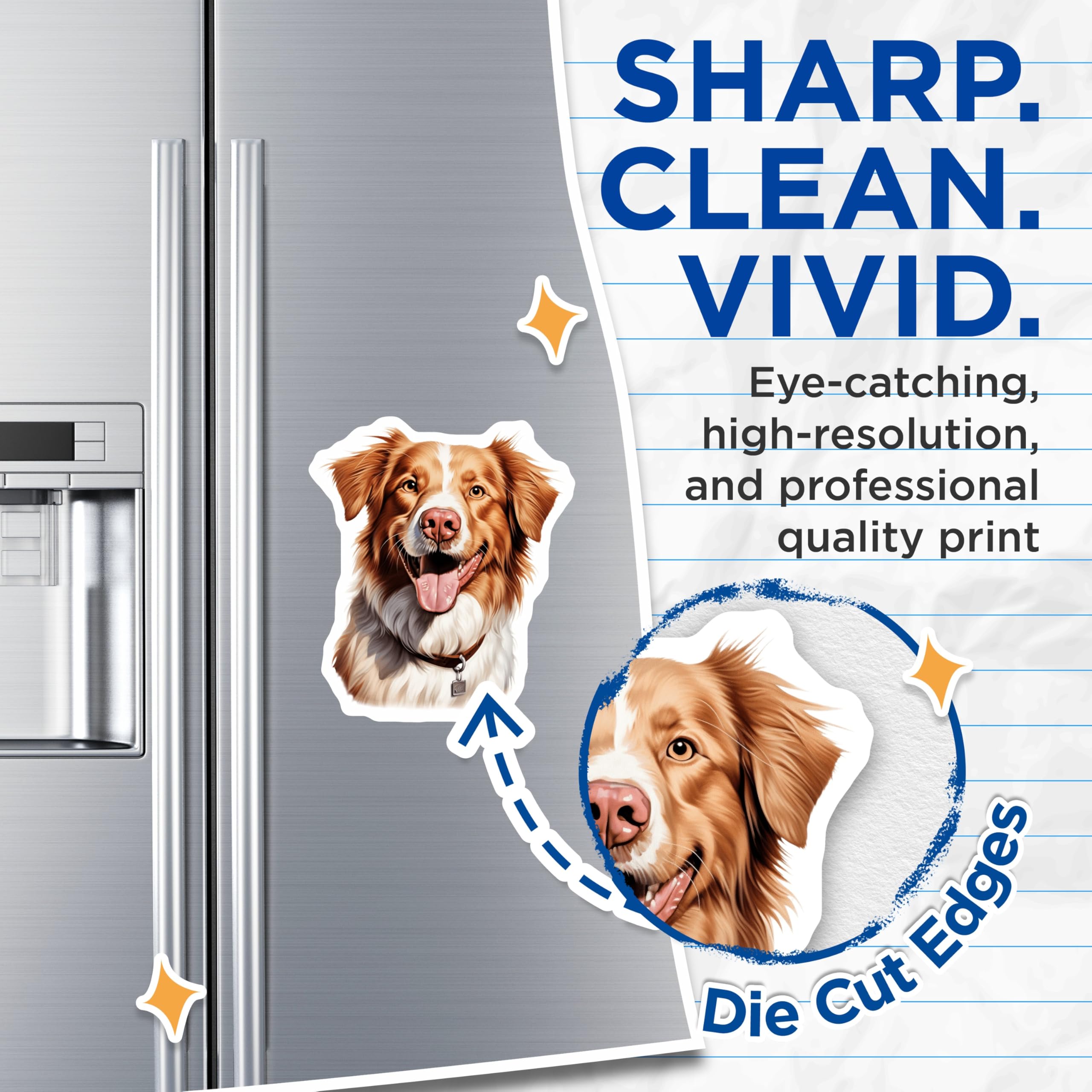 (2 Pack) Australian Shepherd Magnets - Happy Aussie Dog Lover Decor - Pet Parent Refrigerator Art - 5 Inches On Longest Side - Thick Durable Magnet - Made in USA - MAG30123