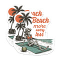(2 Pack) Beach Skeleton Magnets - Relaxing Summer Vibe - Worry Less Quote - Tropical Skull Decor - 5 Inches On Longest Side - Thick Durable Magnet - Made in USA - MAG37862