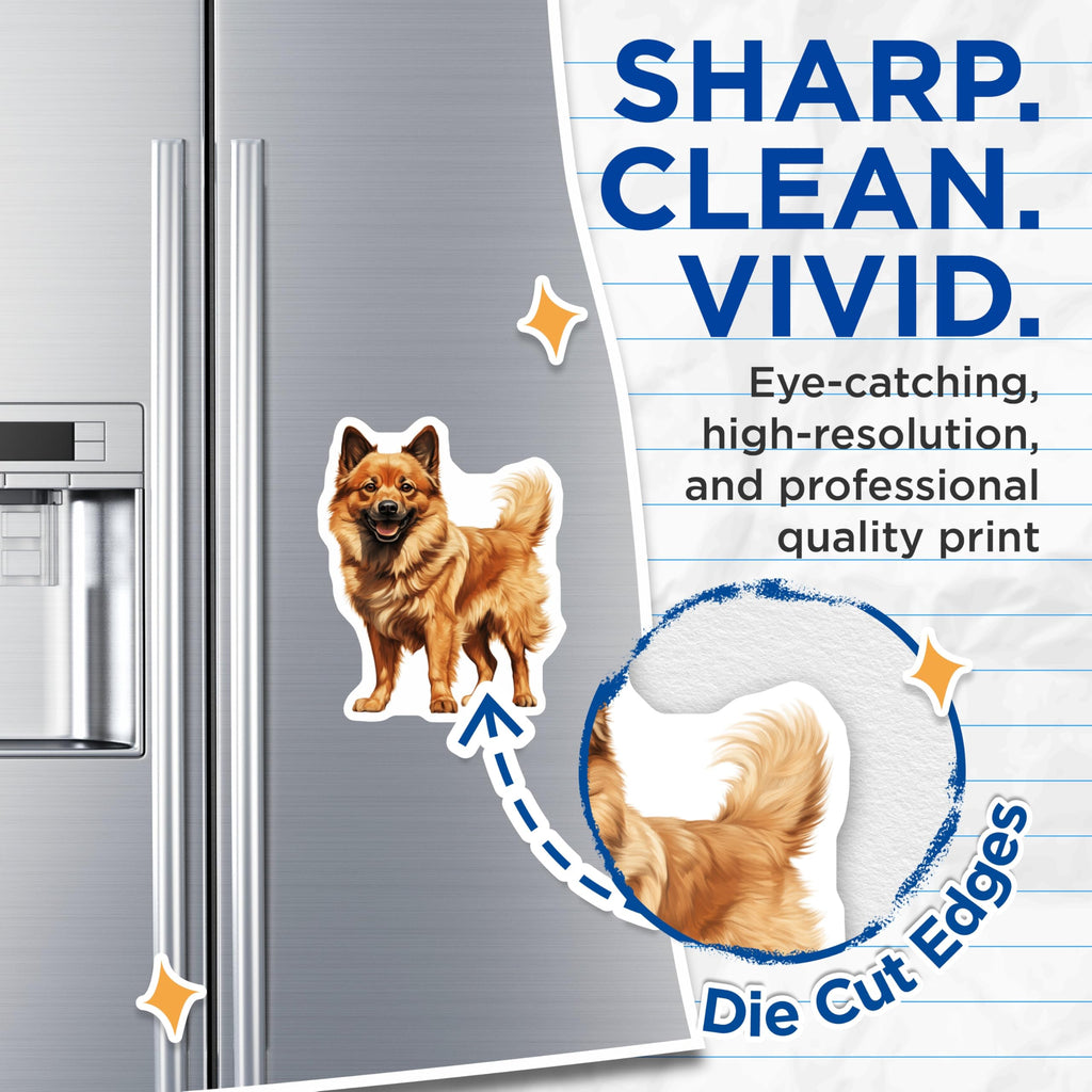 (2 Pack) Smiling Fluffy Dog Magnets - Pet Lover Home Decor - Cute Animal Fridge Magnets - 5 Inches On Longest Side - Thick Durable Magnet - Made in USA - MAG26562