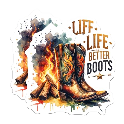 (2 Pack) Life is Better Boots Magnets - Western Cowboy Decor - Rustic Country Home Decor - 5" On Longest Side - for Cars, Fridges, Toolboxes - Made in USA - MAG6944