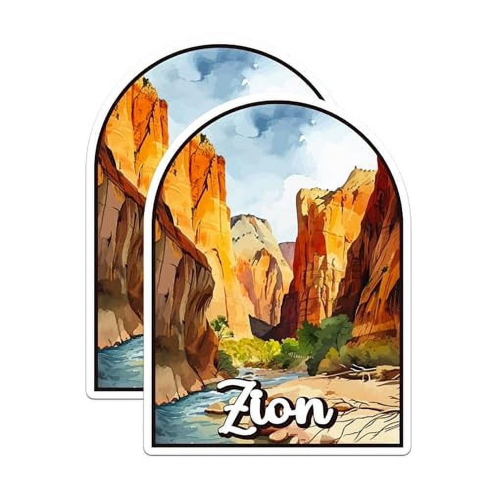 (2 Pack) Zion National Park Bumper Magnet - US National Park - Choose from 63 Parks - 5" On Longest Side - Decal for Car Bumper, Laptop, Water Bottle, Wall, and Window - MAG1550