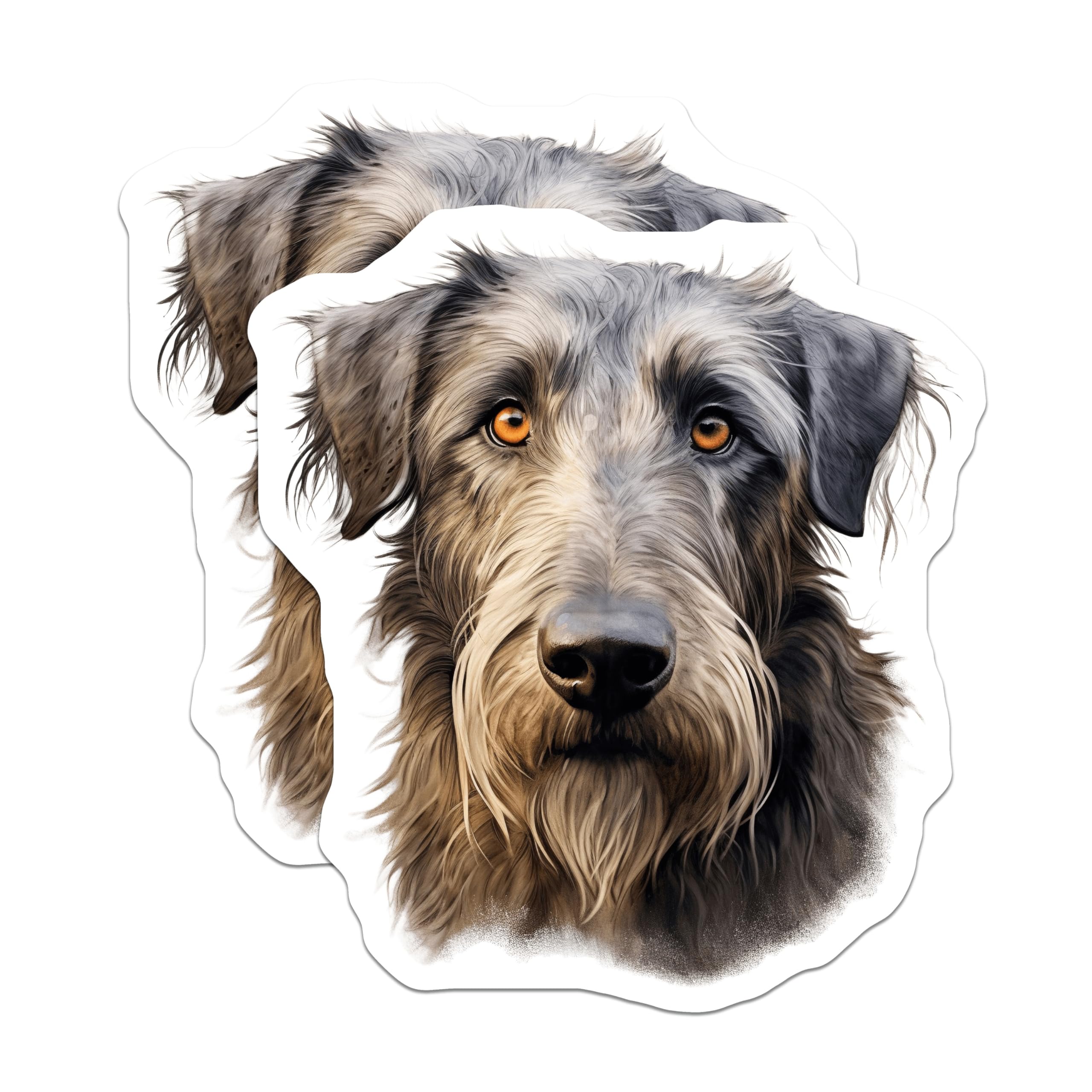 (2 Pack) Wolfhound Dog Magnets - Wire Haired Dog Art - Large Breed Animal Lover Fridge Magnets - Pet Parent Decor - 5 Inches On Longest Side - Thick Durable Magnet - Made in USA - MAG28017