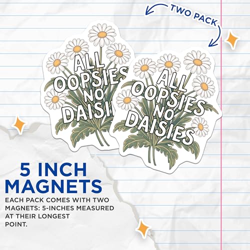(2 Pack) Wordplay Daisies DÃƒÂ©cor Magnet - 5" On Longest Side - Sticks to Smooth Flat Surfaces - Made in USA - MAG9607