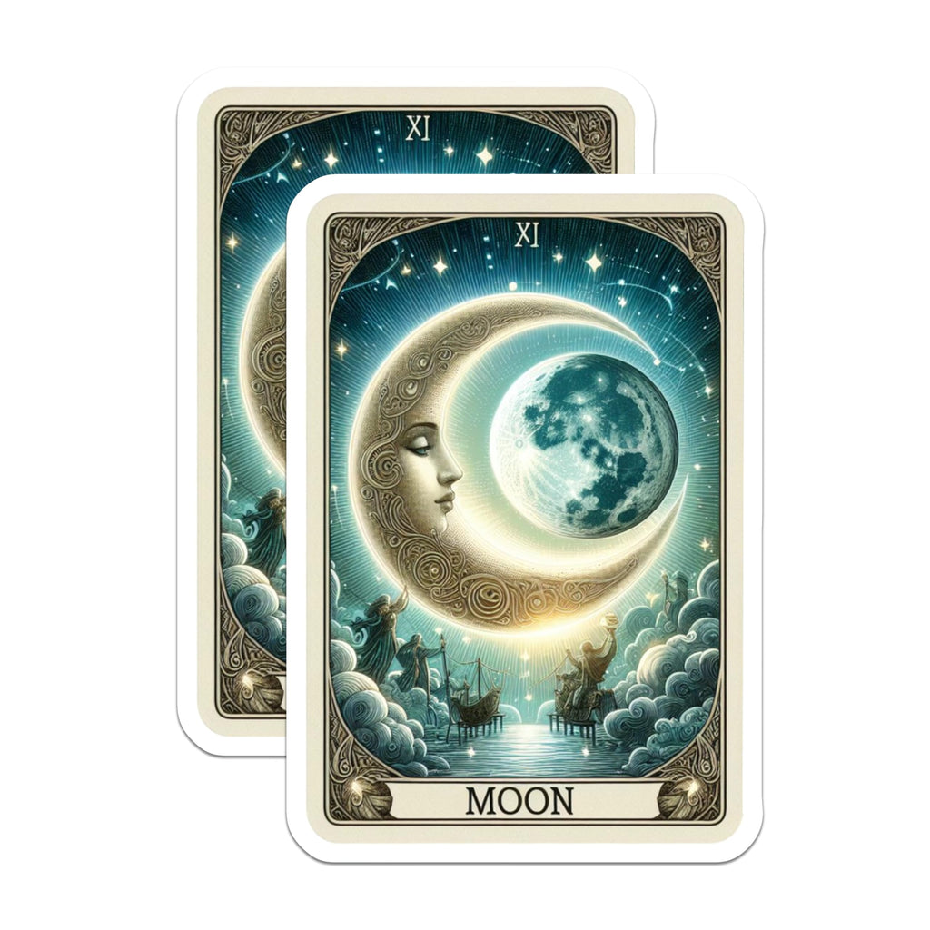 (2 Pack) Tarot Moon Card Magnets - Mystical Celestial Decor - Esoteric Kitchen Art - 5 Inches On Longest Side - Thick Durable Magnet - Made in USA - MAG21243