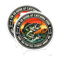 (2 Pack) Catching Fish Magnets - Im So Good At Fishing Humor - Bass Angler Storyteller - Lake River Outdoors Decor - 5 Inches On Longest Side - Thick Durable Magnet - Made in USA - MAG20318