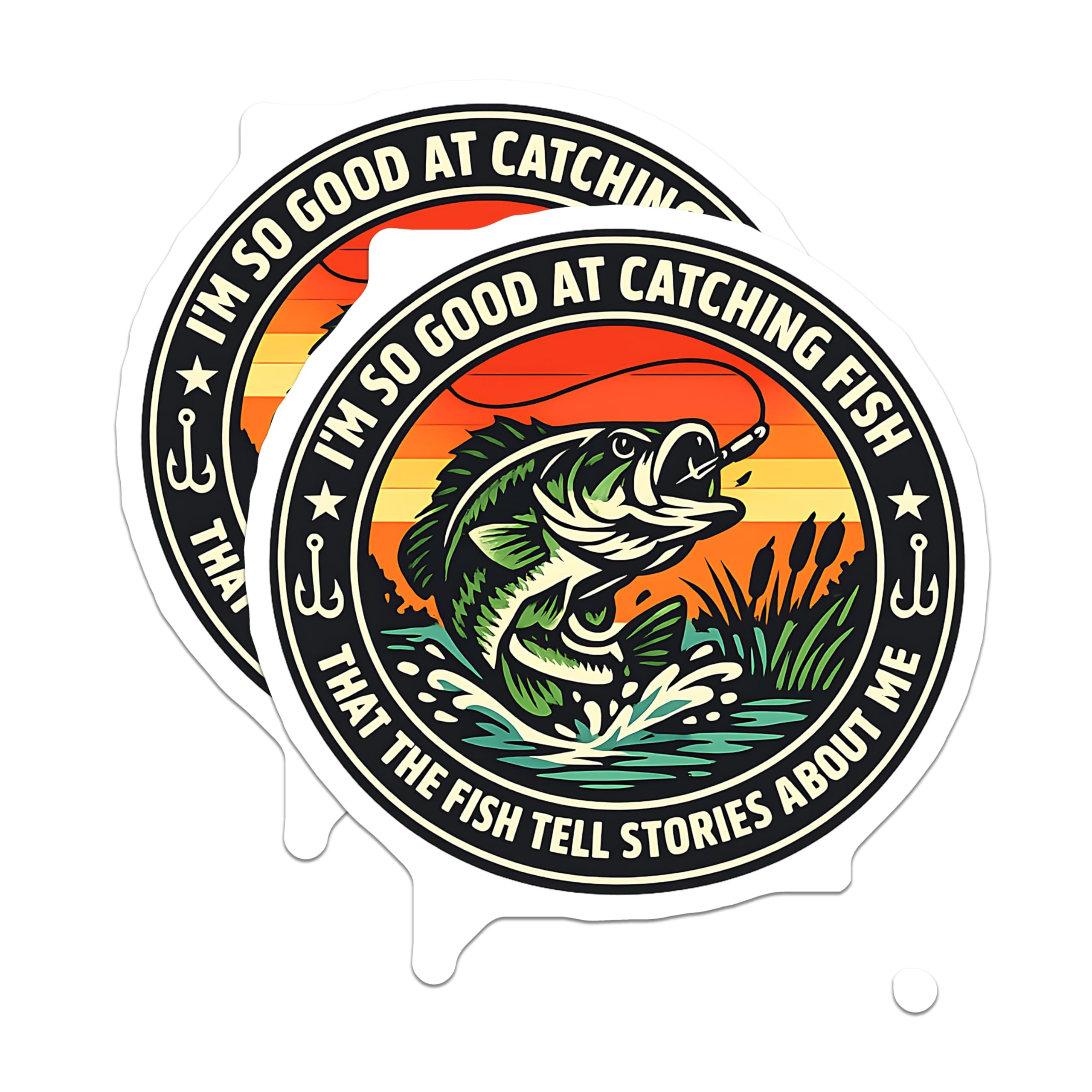 (2 Pack) Catching Fish Magnets - Im So Good At Fishing Humor - Bass Angler Storyteller - Lake River Outdoors Decor - 5 Inches On Longest Side - Thick Durable Magnet - Made in USA - MAG20318