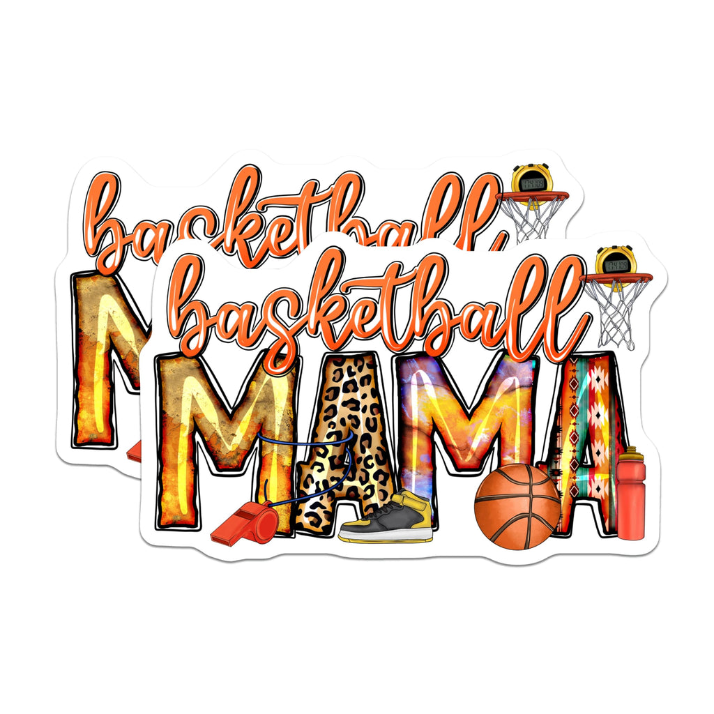 (2 Pack) Basketball Mama Magnets - Trendy Sports Mom Decor - Game Day Lover - Proud Parent Refrigerator Magnets - 5 Inches On Longest Side - Thick Durable Magnet - Made in USA - MAG25837