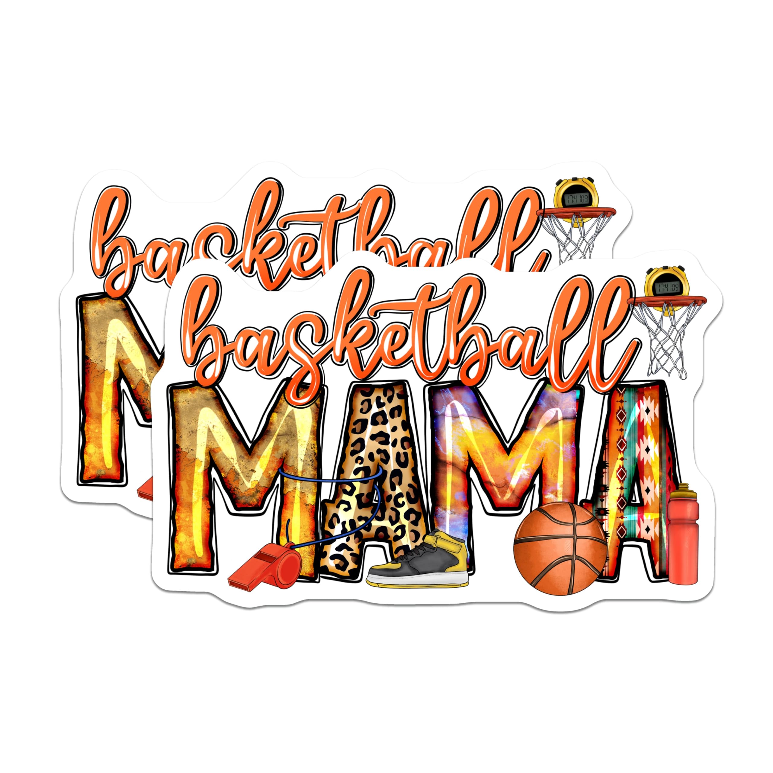 (2 Pack) Basketball Mama Magnets - Trendy Sports Mom Decor - Game Day Lover - Proud Parent Refrigerator Magnets - 5 Inches On Longest Side - Thick Durable Magnet - Made in USA - MAG25837