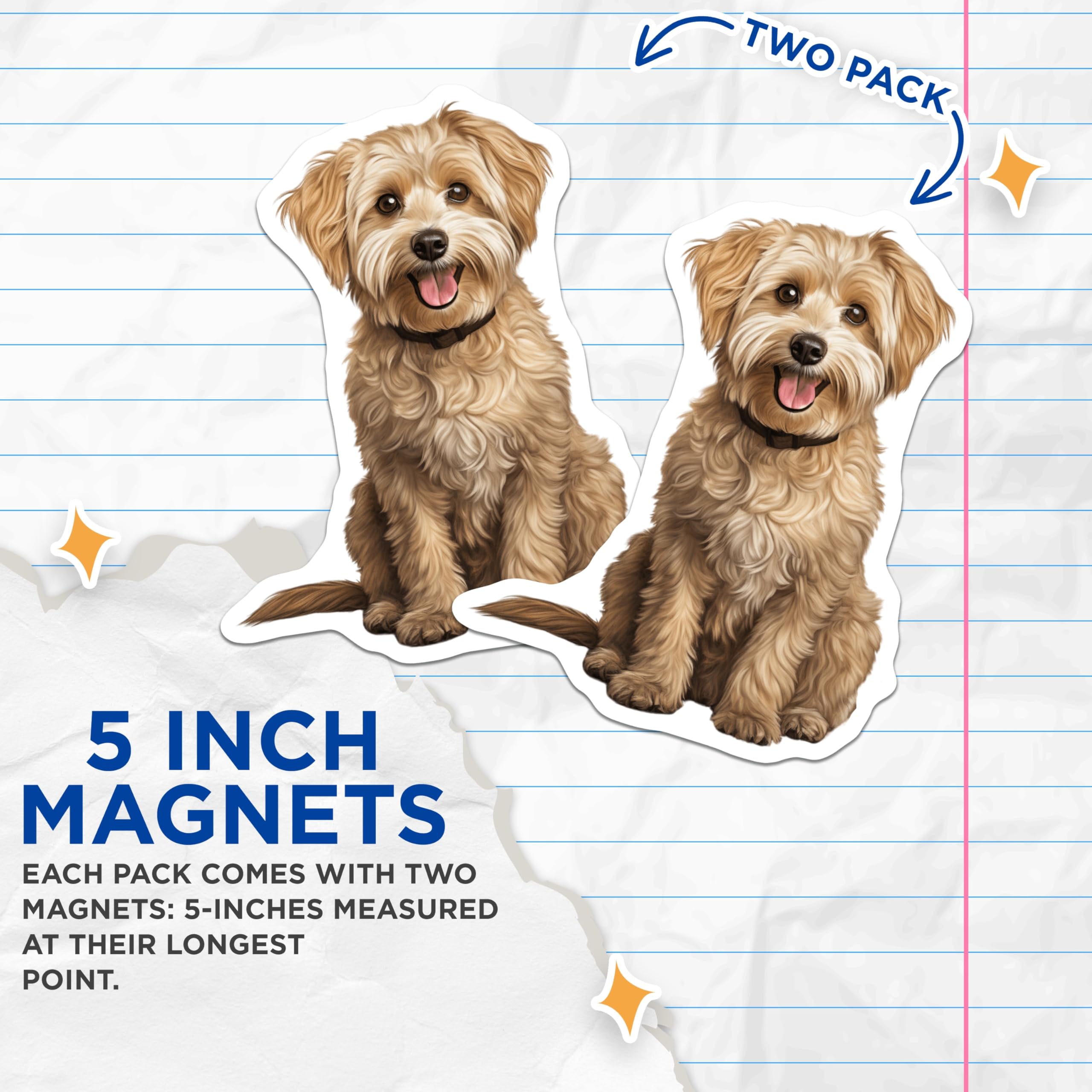 (2 Pack) Cute Doodle Dog Magnets - Pet Lover Refrigerator Decor - Dog Mom Fridge Art - 5 Inches On Longest Side - Thick Durable Magnet - Made in USA - MAG27957