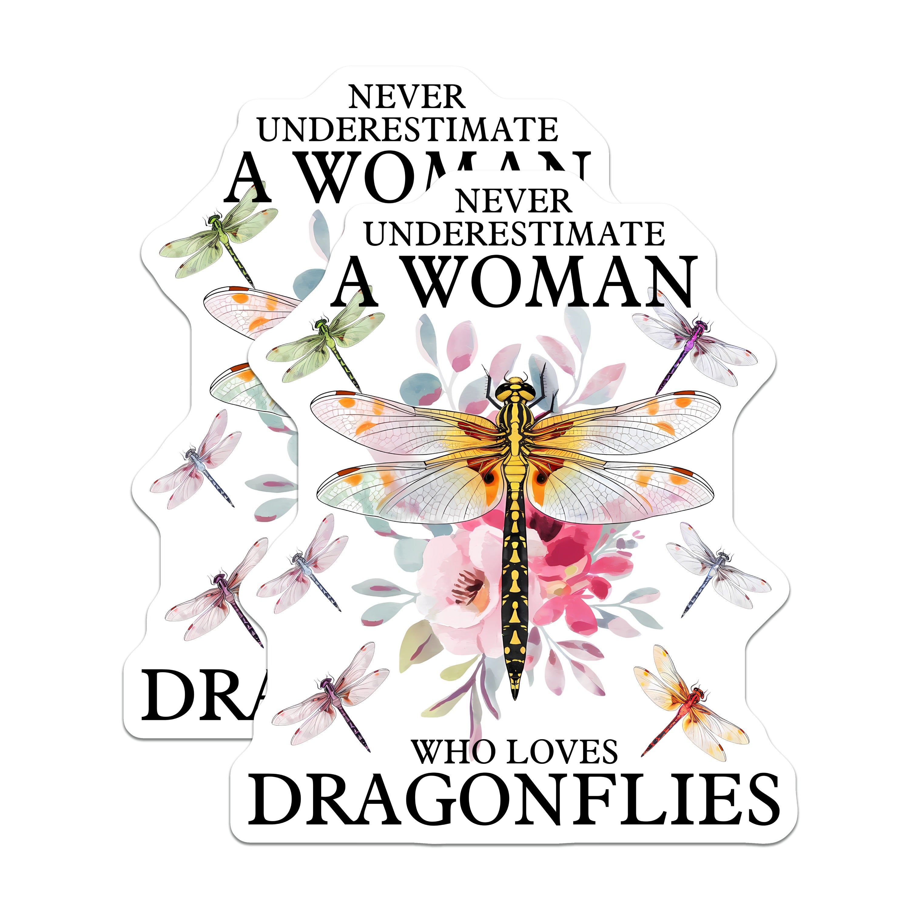 (2 Pack) Empowering Woman Dragonfly Magnets - Inspirational Quote Decor - Nature Lover Refrigerator Art - 5 Inches On Longest Side - Thick Durable Magnet - Made in USA - MAG36013
