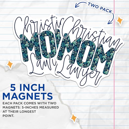 (2 Pack) Inspirational Office Decor Magnet - Unique Gifts for Christian Moms - 5" On Longest Side - Sticks to Smooth Flat Surfaces - Made in USA - MAG9340