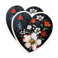 (2 Pack) Heart Shaped Floral Magnets - Rustic Flower Decor - Farmhouse Kitchen Fridge Magnets - 5 Inches On Longest Side - Thick Durable Magnet - Made in USA - MAG38645