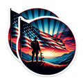 (2 Pack) American Flag Soldier Magnets - Patriotic Military Art - USA Pride Decor - 5" On Longest Side - Premium Magnet - for Cars, Refrigerators, Toolboxes, Lockers - Made in USA - MAG15851