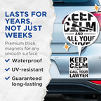 (2 Pack) Keep Calm and Call Your Lawyer Magnets - Lawyer Office Decor - Inspirational Office Magnet - Lawyer Quote Magnet - 5" On Longest Side - for Cars, Fridges, Toolboxes - Made in USA - MAG5643