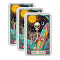 (3 Pack) Peace Beach Decals - Skeleton Surfer Decal - Retro Surf Stickers - 3 Inches On Longest Side - Easy Peel & Apply - Made in USA - 3MCS4016