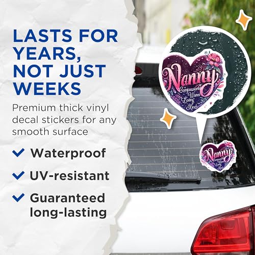 (2 Pack) ny Heart Stickers - Floral Design - Compassionate Warm Loving Kind - 5" On Longest Side - Sticks to Smooth Flat Surfaces - Made in USA - BMCS8188