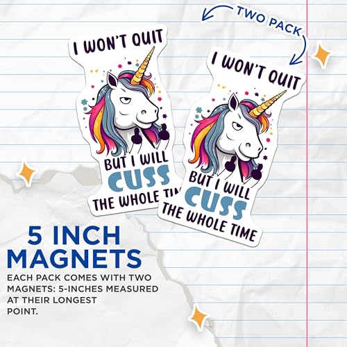 (2 Pack) Unicorn Quote Magnets - Humorous Unicorn Decor - 5" On Longest Side - for Cars, Fridges, Toolboxes - Made in USA - MAG7812