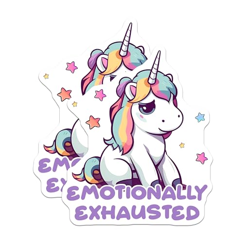 (2 Pack) Unicorn Emotionally Exhausted Magnets - 5" On Longest Side - for Cars, Fridges, Toolboxes - Made in USA - MAG7804