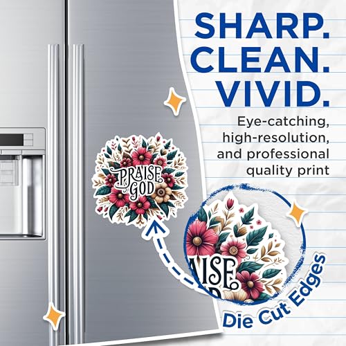 (2 Packs) Praise God Flower Magnets - Positive Inspiring Motivating Magnets - 5 Inches On Longest Side - Premium Magnet - for Fridges, Toolboxes, Cars - Made in USA - MAG2515