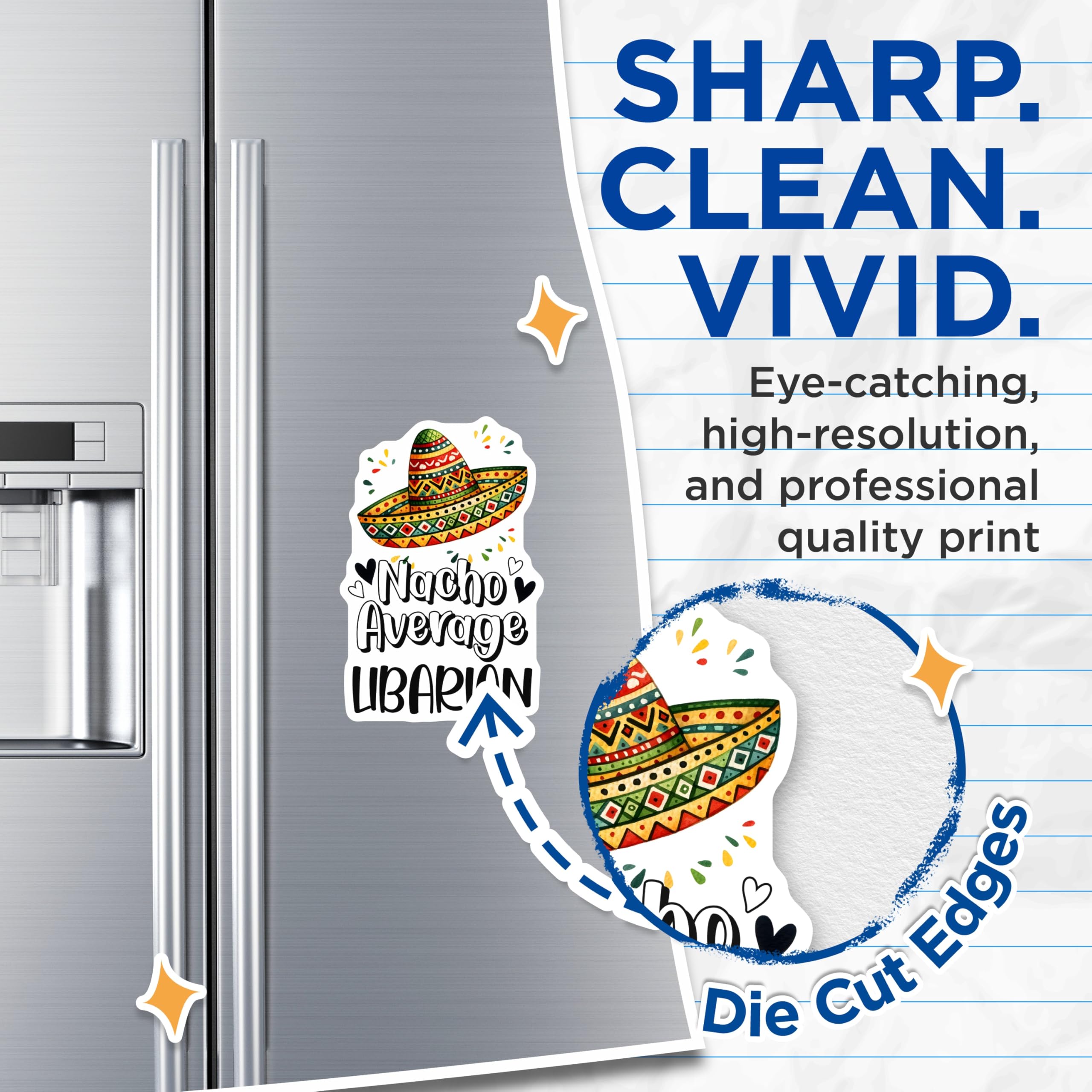 (2 Pack) Librarian Magnets - Nacho Average - Library Sombrero Decor - 5" On Longest Side - Premium Magnet - for Cars, Refrigerators, Toolboxes, Lockers - Made in USA - MAG15982