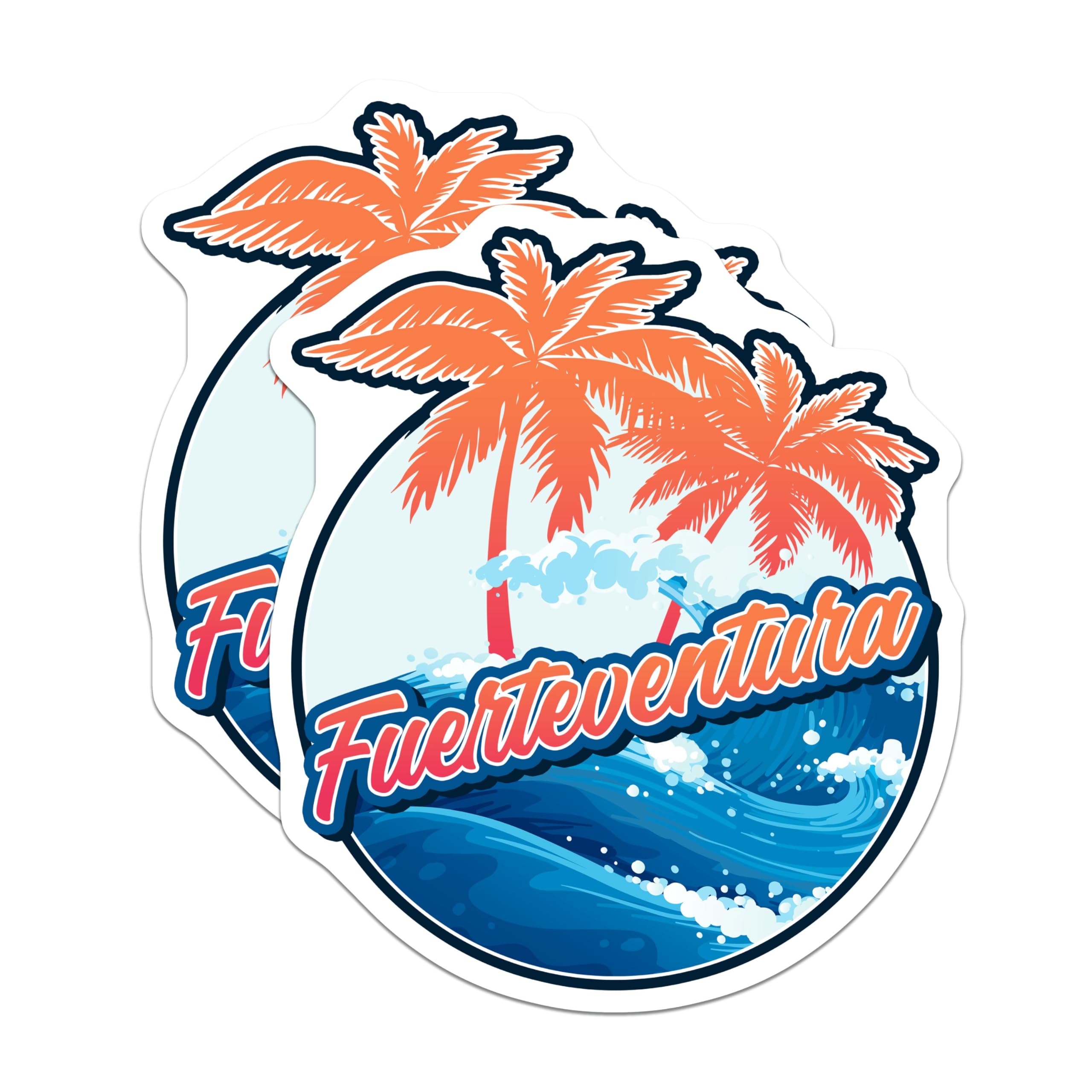 (2 Pack) Fuerteventura Magnets - Canary Islands Souvenir - Surf Beach Decor - Ocean Waves Art - Tropical Island Magnet - 5 Inches On Longest Side - Thick Durable Magnet - Made in USA - MAG19122