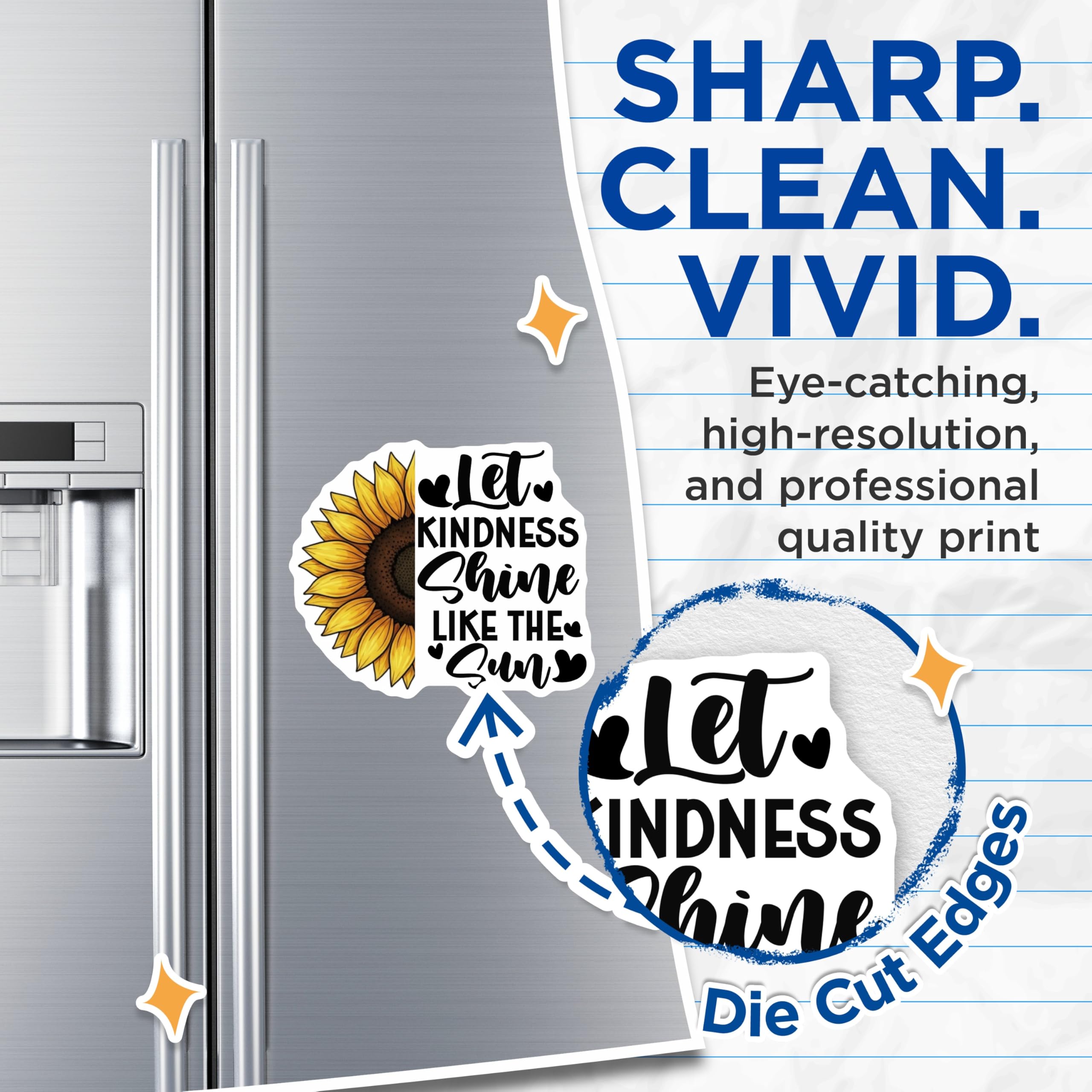 (2 Pack) Sunflower Magnets - Kindness Quote - Floral Kitchen Decor - 5" On Longest Side - Premium Magnet - for Cars, Refrigerators, Toolboxes, Lockers - Made in USA - MAG16476