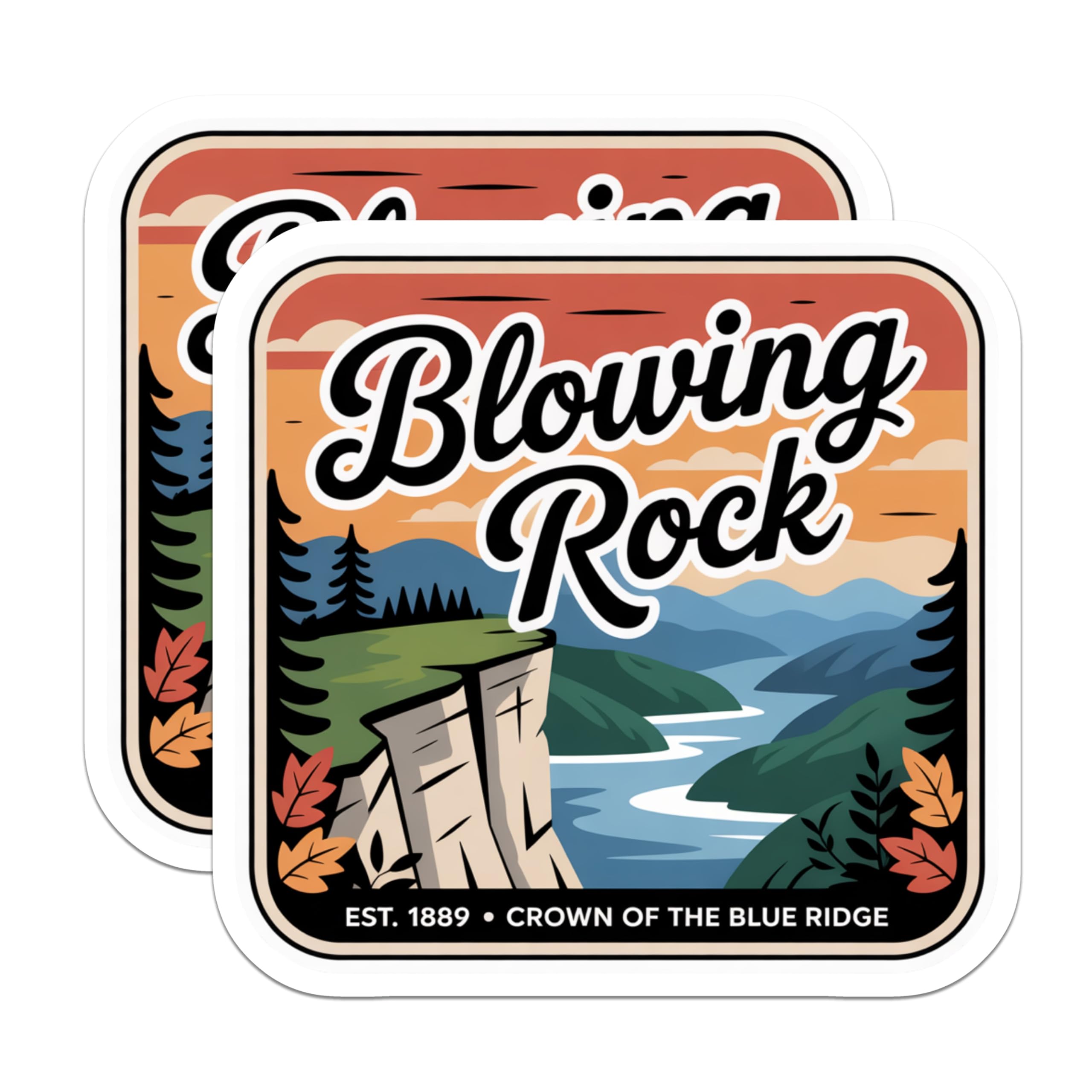 (2 Pack) Blowing Rock NC Magnets - North Carolina Travel Magnet - Blue Ridge Parkway Decor - 5" On Longest Side - Premium Magnet - for Cars, Refrigerators, Toolboxes, Lockers - Made in USA - MAG17260