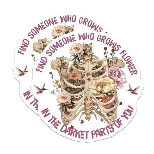 (2 Pack) Find Someone Who Grows Flower Magnets Magnets - Skeleton with Flowers - Inspirational Quote Decor - 5" On Longest Side - Made in USA - Sticks to Refrigerators & Metal Surfaces - MAG9036