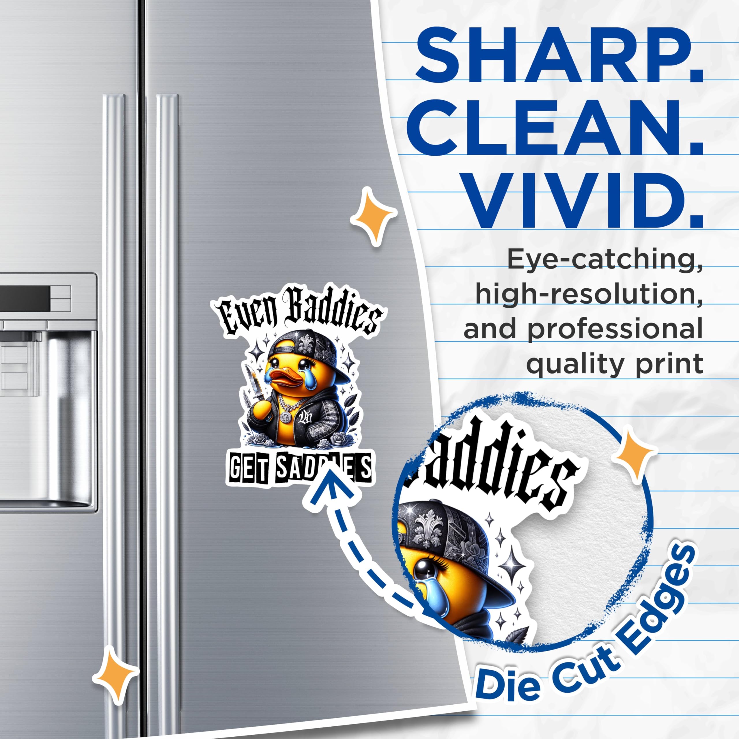 (2 Packs) Even Baddies Get Saddies Magnets - Funny Hilarious Magnets - 5 Inches On Longest Side - Premium Magnet - for Fridges, Toolboxes, Cars - Made in USA - MAG2467