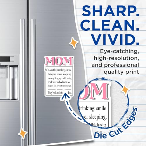 (2 Pack) Mom Coffee Drinking Magnets Magnets - Inspirational Rockstar Mom Magnet - Mother's Day Decor - 5" On Longest Side - Made in USA - Sticks to Refrigerators & Metal Surfaces - MAG8824