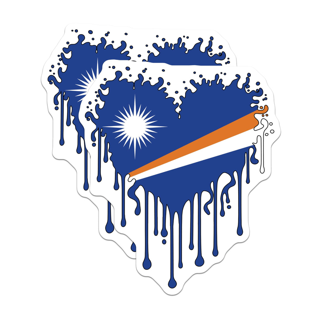 (2 Pack) Marshall Islands Flag Magnets - Heart Dripping Flag - National Pride Decor - 5" On Longest Side - Premium Magnet - for Cars, Refrigerators, Toolboxes, Lockers - Made in USA - MAG17183