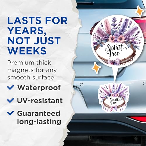 (2 Pack) Spirit Free Magnets Magnets - Decorative Feather Art - Floral Boho Aesthetic - 5" On Longest Side - Made in USA - Sticks to Refrigerators & Metal Surfaces - MAG8846
