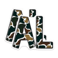 (2 Pack) Earthy Tone Camouflage Initial Magnets - Rustic Letter A L Decor - Military Grunge Alphabet Fridge Locker - 5 Inches On Longest Side - Thick Durable Magnet - Made in USA - MAG22967