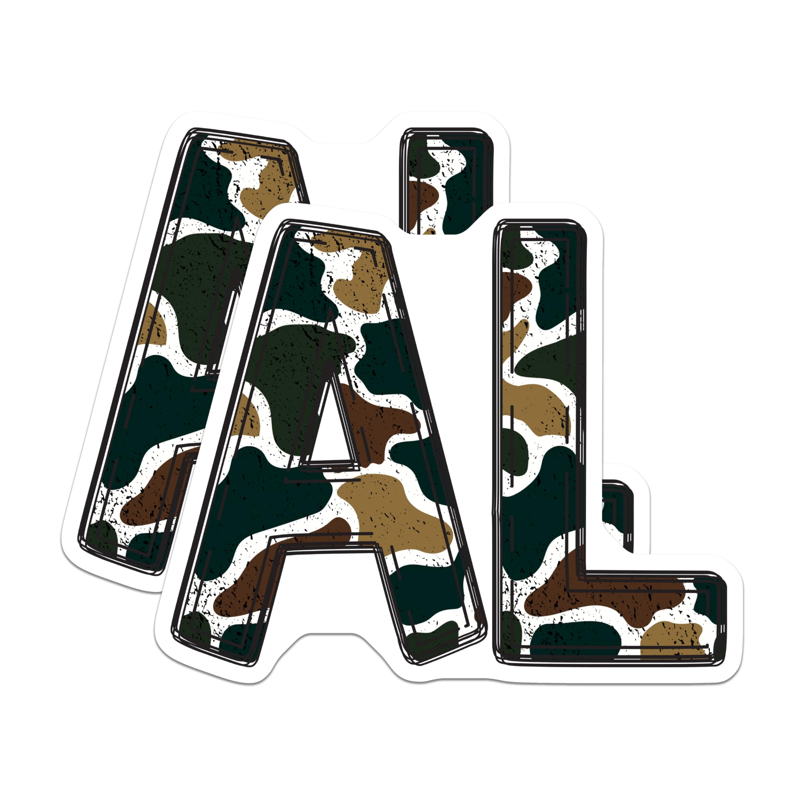 (2 Pack) Earthy Tone Camouflage Initial Magnets - Rustic Letter A L Decor - Military Grunge Alphabet Fridge Locker - 5 Inches On Longest Side - Thick Durable Magnet - Made in USA - MAG22967