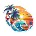 (2 Pack) Ocean Sunset with Palm Tree Magnets - Beach Bum Ocean Lover Magnet - 5 Inches On Longest Side - Premium Magnet - for Cars, Refrigerators, Toolboxes - Made in USA - MAG2005