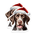 (2 Pack) German Shorthaired Pointer Magnets - Christmas Dog Magnets - Santa Hat Pet Decor - 5 Inches On Longest Side - Thick Durable Magnet - Made in USA - MAG26847