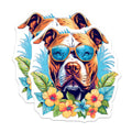 (2 Pack) Pitbull Magnets - Cool Dog Sunglasses - Tropical Summer Flowers - Pet Lover Decor - Vibrant Animal Art - 5 Inches On Longest Side - Thick Durable Magnet - Made in USA - MAG22380