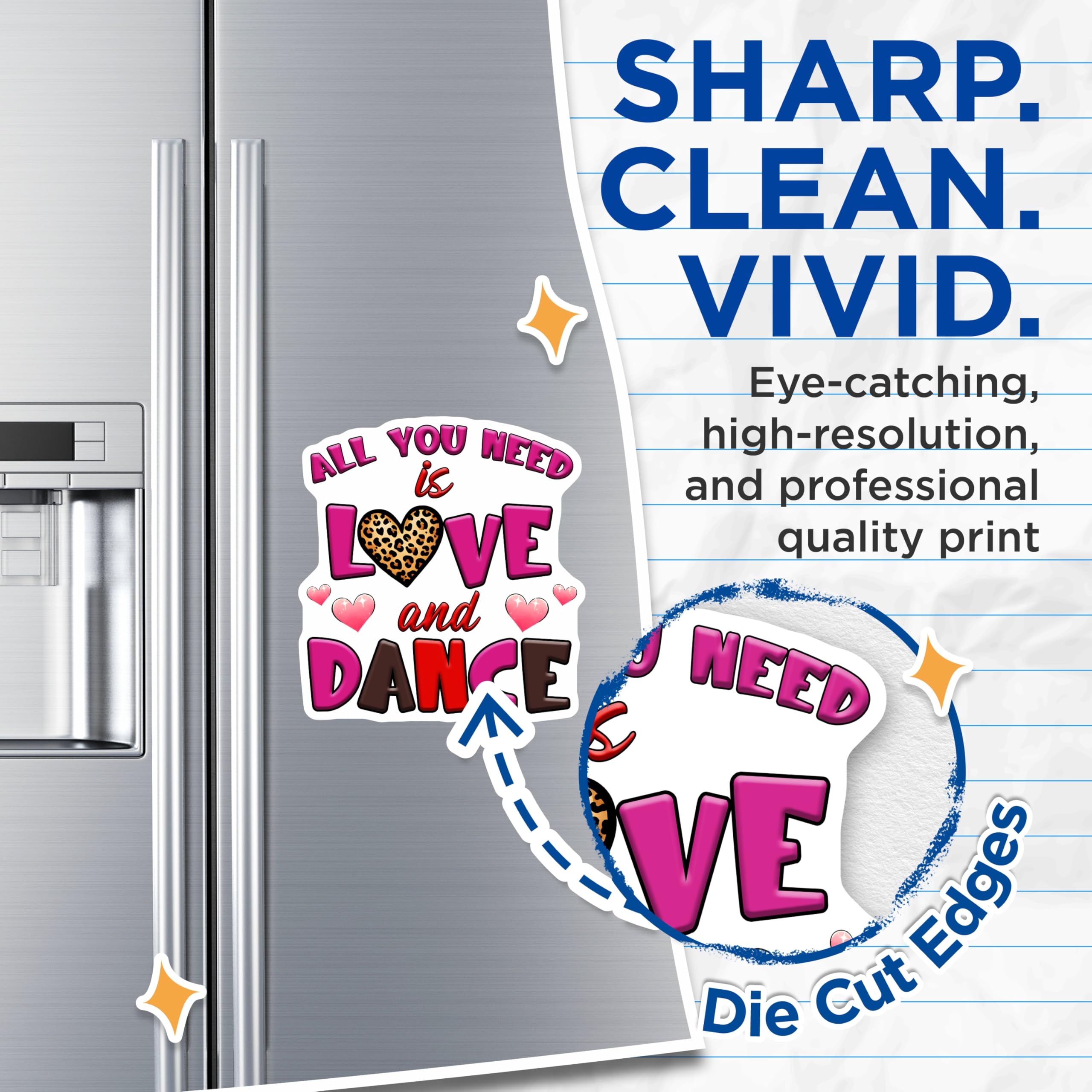 (2 Pack) All You Need is Love Magnets - Dance Magnets - Home Decor Magnet - 5" On Longest Side - Premium Magnet - for Cars, Refrigerators, Toolboxes, Lockers - Made in USA - MAG16290