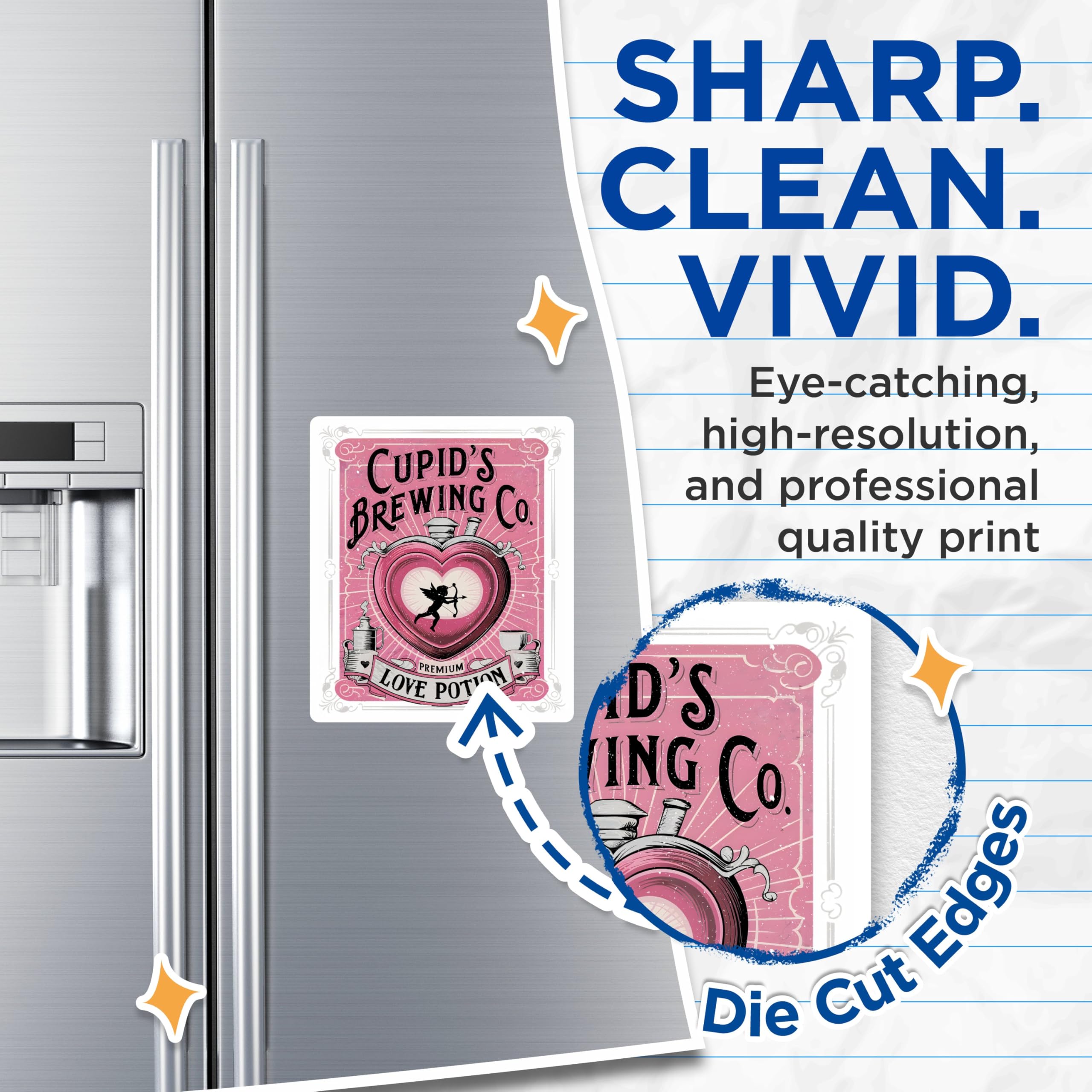 (2 Pack) Cupid's Brewing Co Magnets - Love Potion Magnets - Valentine's Day Magnets - 5" On Longest Side - for Cars, Refrigerators, Toolboxes, Lockers - Made in USA BMCS3408
