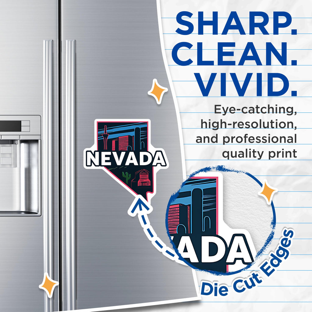 (2 Pack) Nevada State Magnets - Las Vegas Landmark Art - Desert Cactus Souvenir - 5 Inches On Longest Side - Thick Durable Magnet - Made in USA - MAG22869