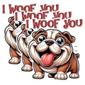 (3 Pack) Bulldog Decals - I Woof You Dog - Laptop Stickers - 3 Inches On Longest Side - Easy Peel & Apply - Made in USA - 3MCS1616