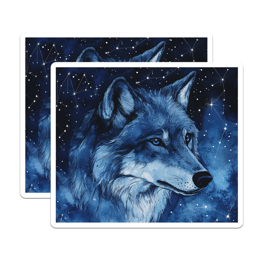 (2 Pack) Celestial Wolf Magnets - Starry Night Animal Decor - Mystical Spirit Art - 5 Inches On Longest Side - Thick Durable Magnet - Made in USA - MAG37598