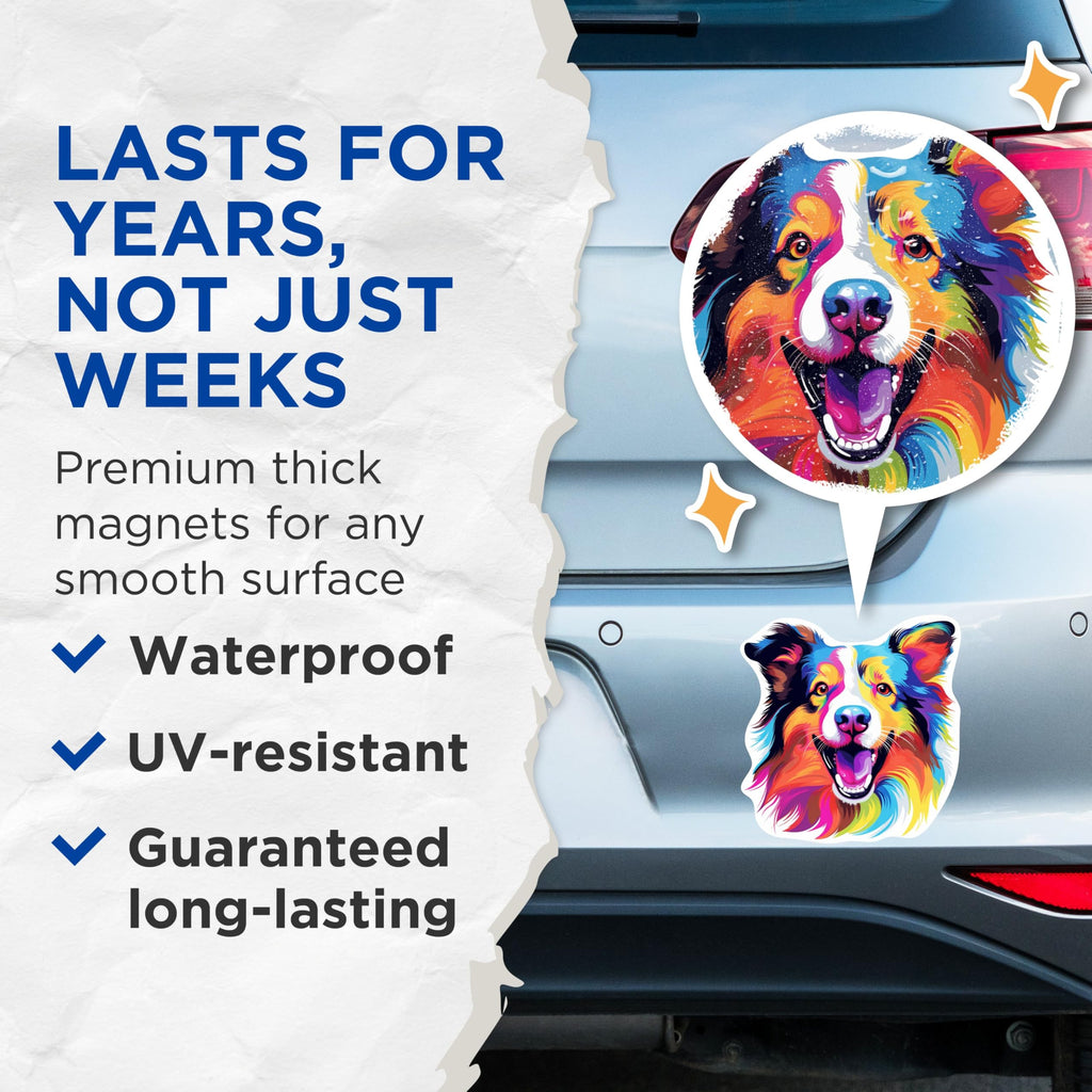 (2 Pack) Shetland Sheepdog Dog Breed Magnets - 5 Inches On Longest Side - Choose from Over 100 Dog Breeds - for Cars, Refrigerators, Toolboxes - Made in USA - MAG1947