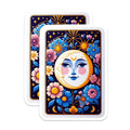 (2 Pack) Celestial Moon Magnets - Floral Tarot Card Art - Mystical Aesthetic Decor - 5 Inches On Longest Side - Thick Durable Magnet - Made in USA - MAG22363