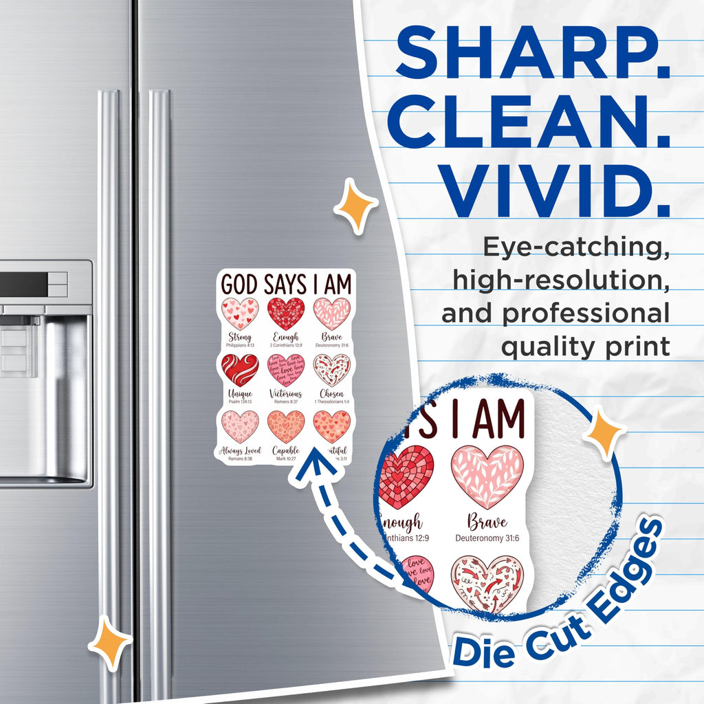 (2 Pack) Christian Affirmation Magnets - God Says I Am - Religious Fridge Decor - 5" On Longest Side - Premium Magnet - for Cars, Refrigerators, Toolboxes, Lockers - Made in USA - MAG14934
