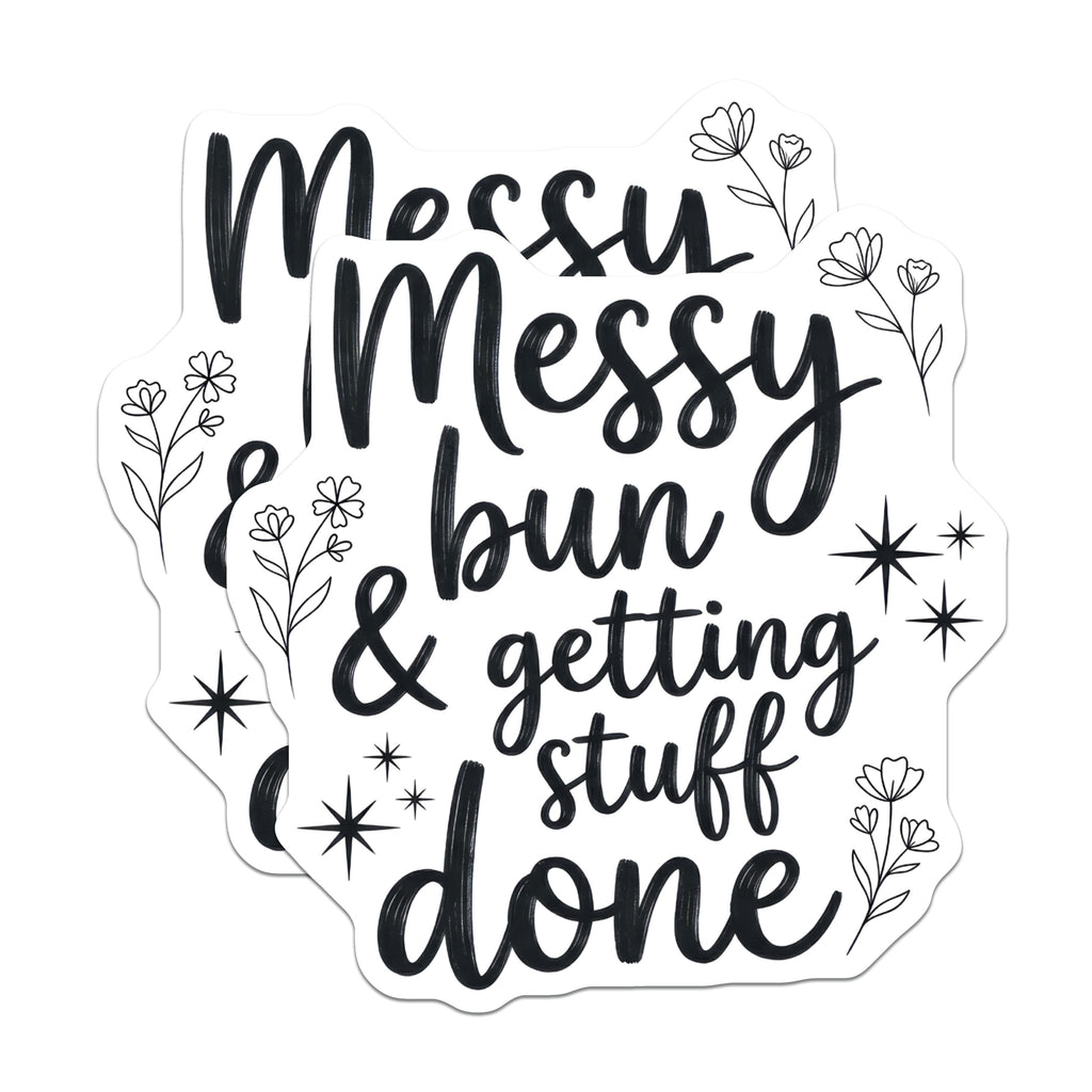 (2 Pack) Messy Bun Magnets - Getting Stuff Done Decor - Funny Quote Kitchen Fridge Accessories - Motivational Gift for Her - 5 Inches On Longest Side - Thick Durable Magnet - Made in USA - MAG38120