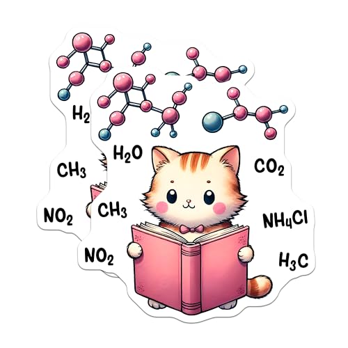 (2 Pack) Cute Science Cat Magnets - Kawaii Chemistry Cat - Cute Fridge Decor - 5" On Longest Side - for Cars, Fridges, Toolboxes - Made in USA - MAG8021