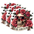 (3 Pack) Skull with Roses Decals - Dead for Love Sticker - Heart Glasses Decals - 3 Inches On Longest Side - Easy Peel & Apply - Made in USA - 3MCS7527